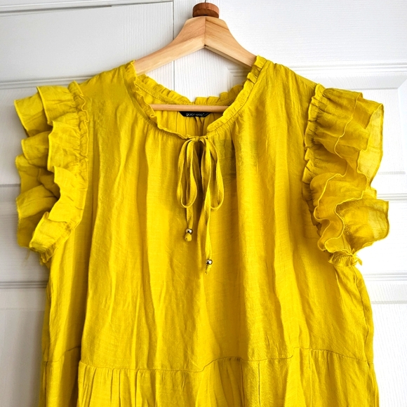 Mlle Gabrielle mustard summer dress, no sleeves, XL - Picture 2 of 6